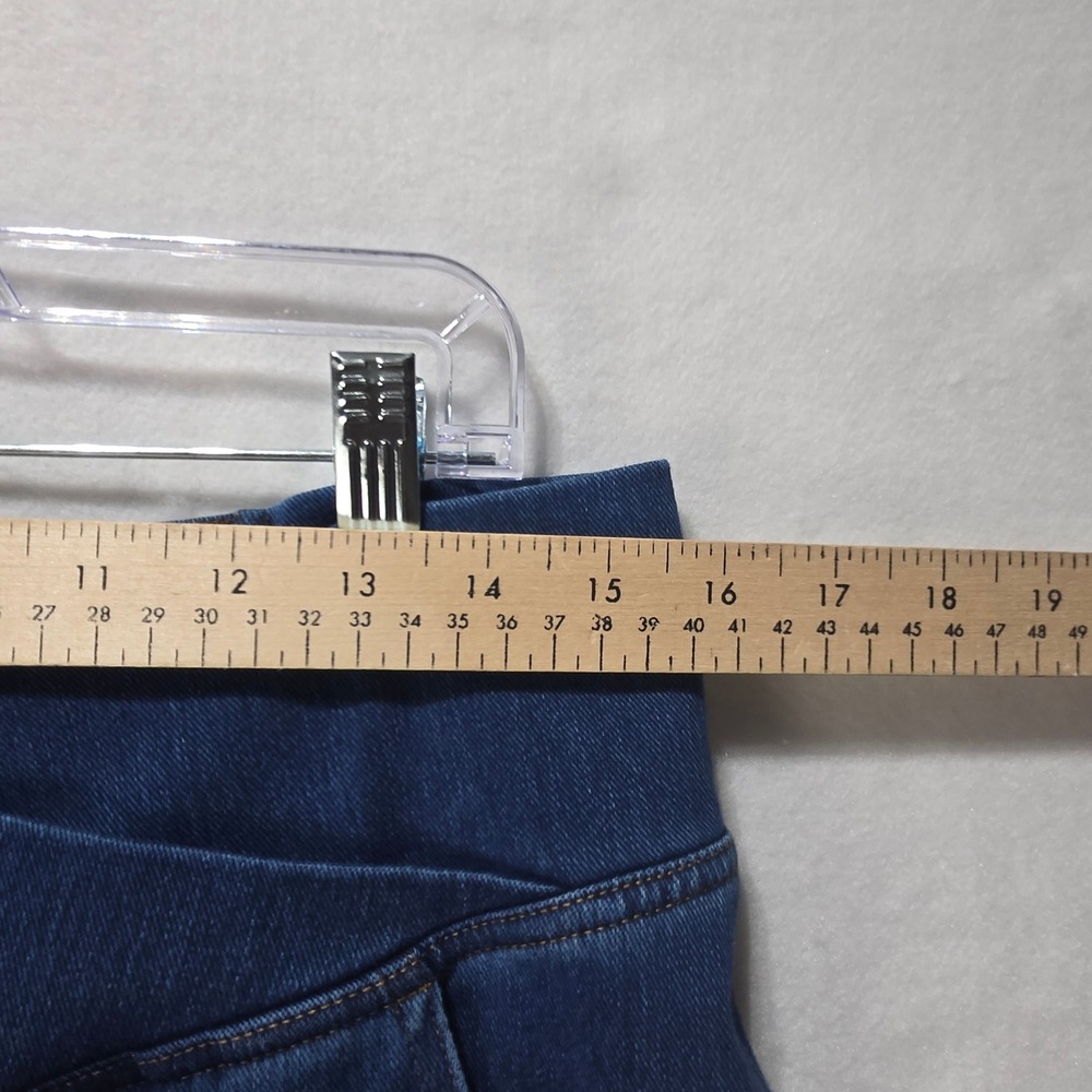 Halara Flare Jeans XL Blue Crossover High Waist Wide Leg Pull On Denim #1625 - Picture 5 of 7